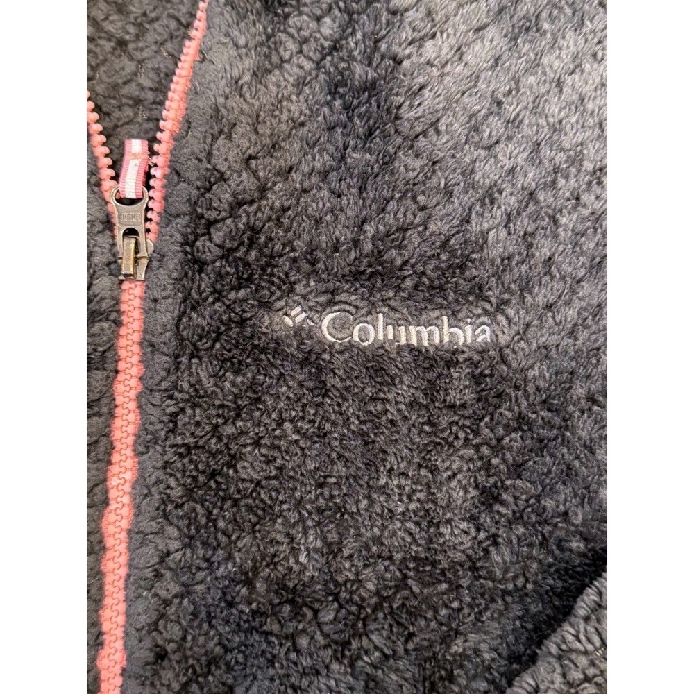 Columbia Fleece Jacket Girls XL 18/20 Gray Pink Fire Side Sherpa Full Zip - Picture 7 of 11